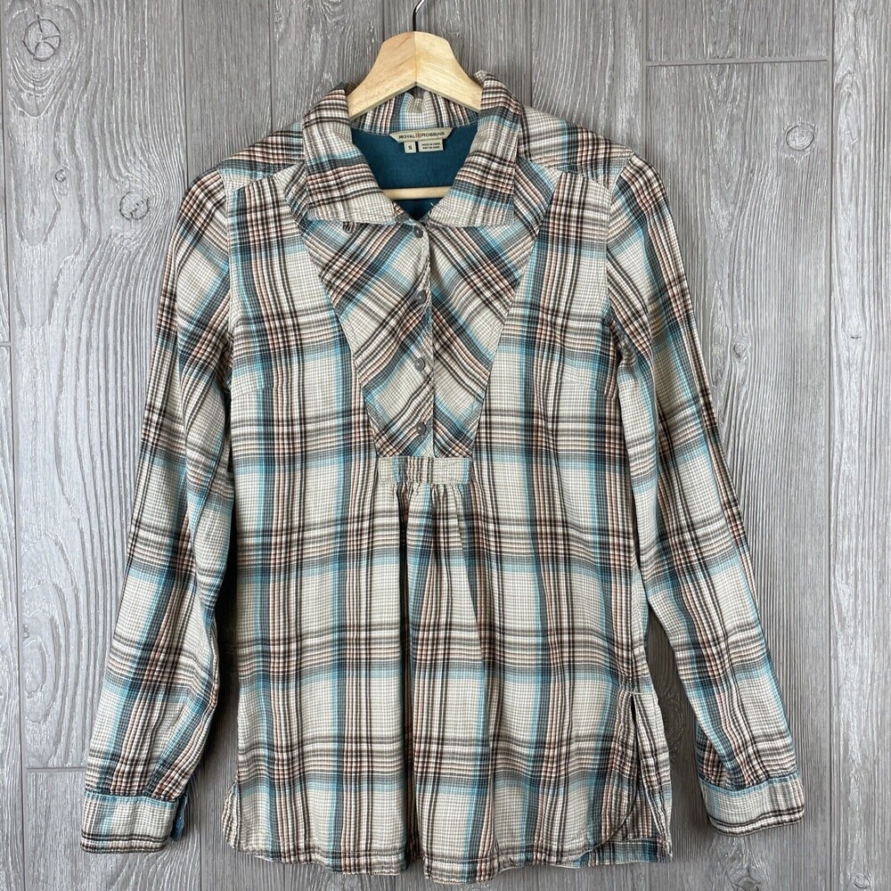 Royal Robbins Plaid Tunic Womens Small Blue‎ Brown Gorpcore Cabin Coastal Shirt